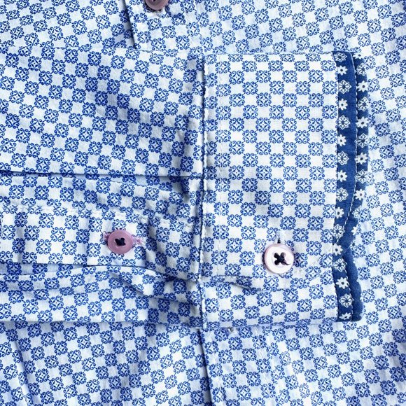 BARILOCHE Vintage made in Spain cotton spandex blue fit shirt S - Picture 7 of 8